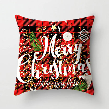 DecorBites™ Christmas Cushion Cover 45x45cm Xmas Pillowcase for Sofa - Happy New Year 2023