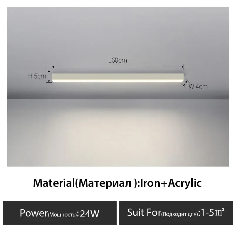 ديكوربايتس™ مصباح سقف LED خطي أسود للممر، غرفة النوم، غرفة الطعام، غرفة المعيشة - تصميم بسيط