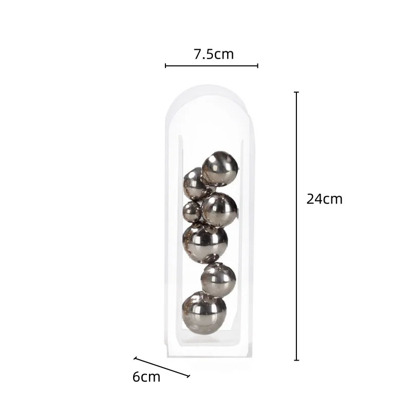 ديكورات منزلية على شكل مزهرية من الأكريليك على شكل قوس ذهبي مع مجموعة من الزهور