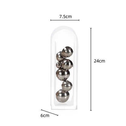 ديكورات منزلية على شكل مزهرية من الأكريليك على شكل قوس ذهبي مع مجموعة من الزهور