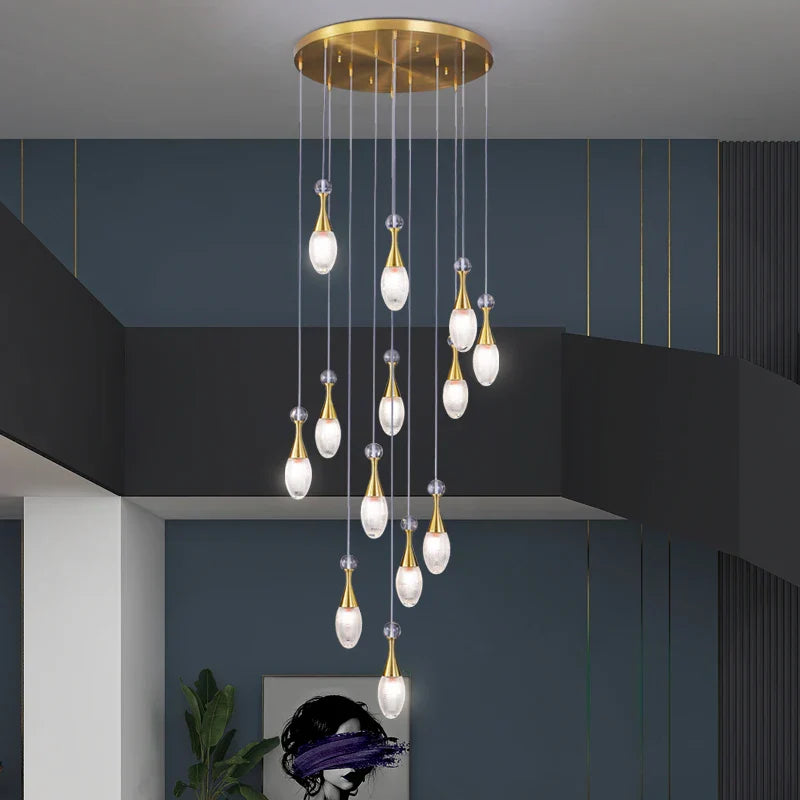 DecorBites™ LED Luxury Chandelier for Living Room Hall Dining Kitchen - Modern Double Staircase Lighting