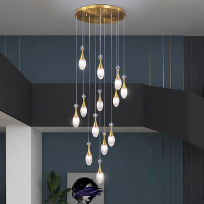 DecorBites™ LED Luxury Chandelier for Living Room Hall Dining Kitchen - Modern Double Staircase Lighting