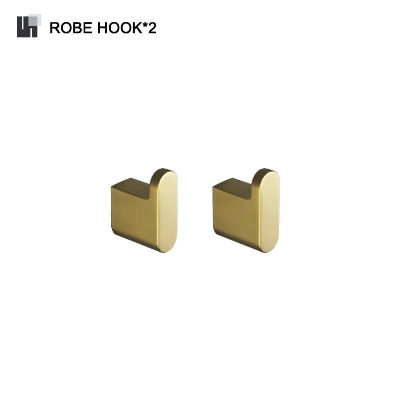 DecorBites™ Gold Bathroom Accessories Set: Towel Bar Rail, Toilet Paper Holder, Towel Rack, Hook