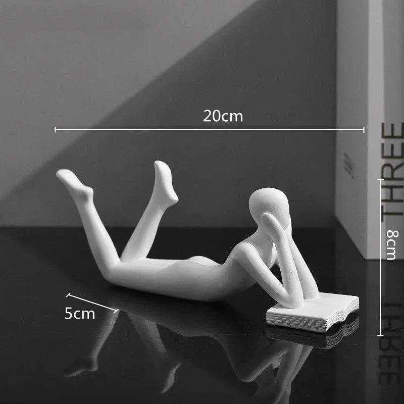 DecorBites™ Golden Thinker Reader Man Resin Figure: Abstract Home Decor Figurine