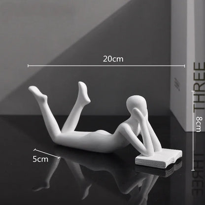 DecorBites™ Golden Thinker Reader Man Resin Figure: Abstract Home Decor Figurine