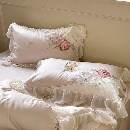 Decobites Floral Embroidered Princess Bedding Set - 1000TC Egyptian Cotton Luxe Collection