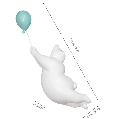 DecorBites™ Flying Bear Balloon Figurines: Modern Home Wall Decoration & Gift