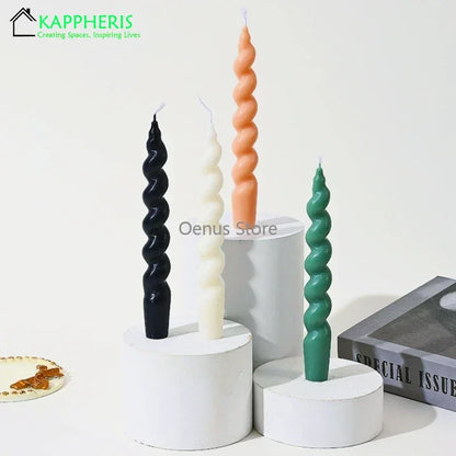 2PCS Colored Taper Candles Twisted Candles Scented Long Lot Wedding Candles Centre De Table Champêtre