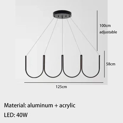 DecorBites™ LED Chandelier: Black Gold Aluminium Hanging Light, Parlor Dining Room Bedroom Lamp