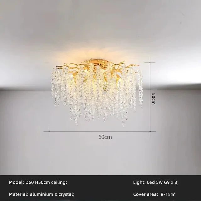 DecorBites™ Gold Glass LED Crystal Chandeliers for Luxe Dining Room Decor