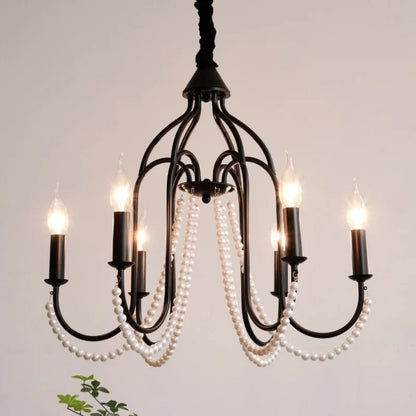 DecorBites™ Black E14 Candle Chandelier: French Living Room Pendant Lighting for Home Decor