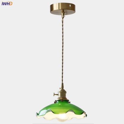 DecorBites™ Green Glass Adjustable LED Pendant Lamp - Modern Nordic Hanging Light