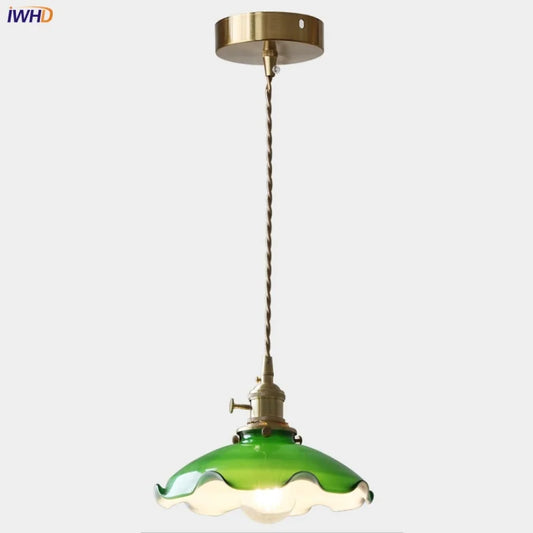 DecorBites™ Green Glass Adjustable LED Pendant Lamp - Modern Nordic Hanging Light
