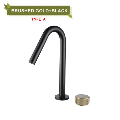 DecorBites™ Brass Basin Faucet Brushed Gold Double Bracket Two Holes Hot Cold Mixer