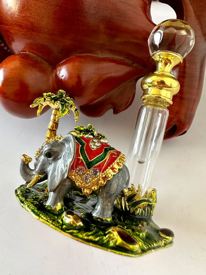 DecorBites™ Elephant Crystal Perfume Bottle 4ml - Handmade Home Decor & Holiday Gift