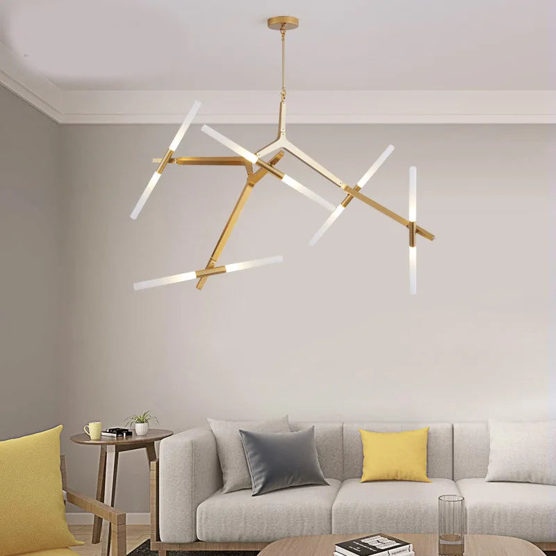DecorBites™ LED Chandelier: Modern Gold Black Ceiling Pendant for Kitchen Dining Living Bedroom