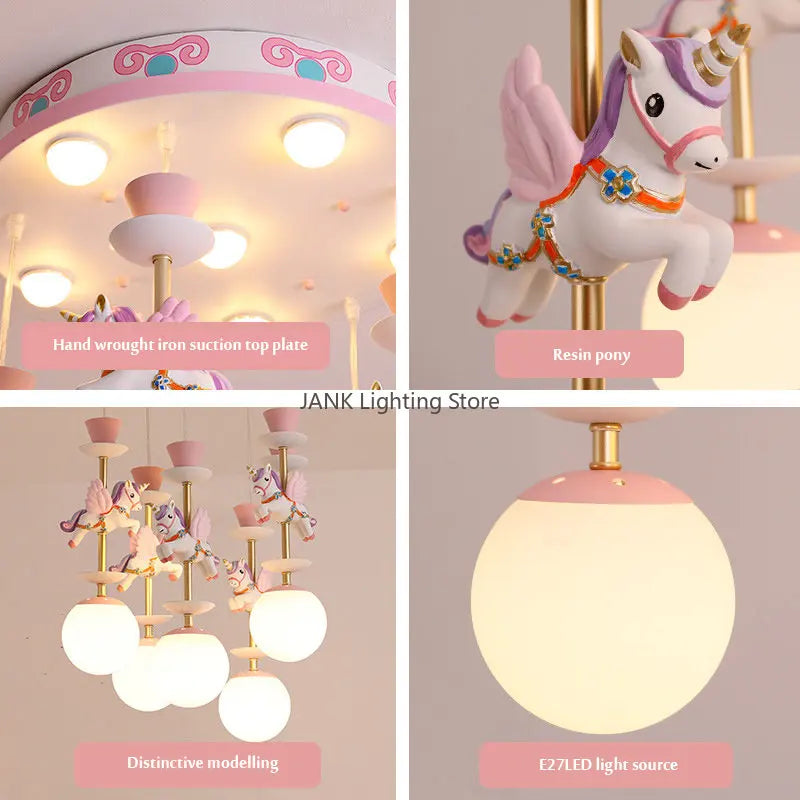 Lámpara de techo colgante LED DecorBites™ con forma de unicornio creativo para habitación infantil