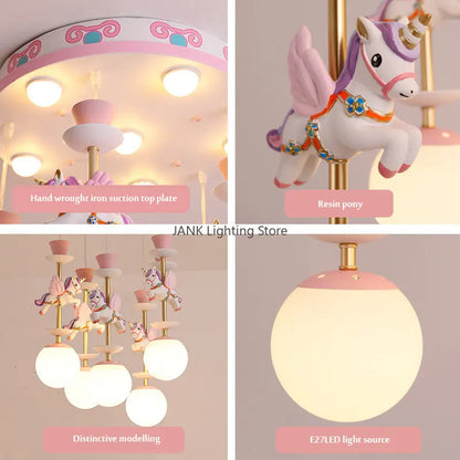 Lámpara de techo colgante LED DecorBites™ con forma de unicornio creativo para habitación infantil