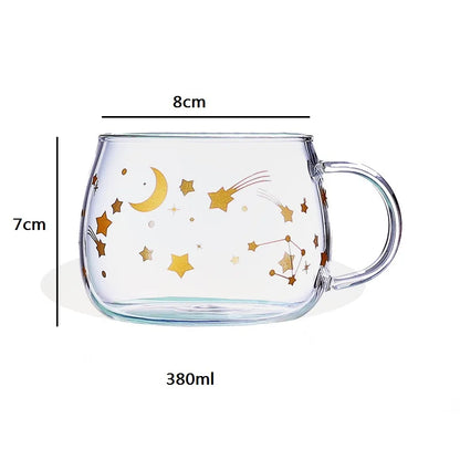 DecorBites™ Cute Letter Glass Mug, 380ml: Strawberry Tea Coffee Cup, Breakfast Milk Drinkware