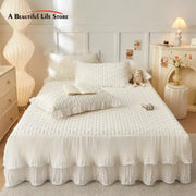 Juego de Falda de Cama Refrescante con Volantes de Encaje Decorbites™ y Fundas de Almohada