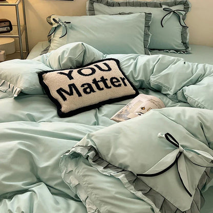 طقم أغطية سرير قطنية مطرزة بالدانتيل من DecorBites™ لجميع المواسم