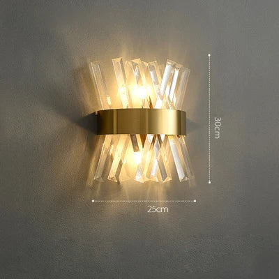 DecorBites™ Art Deco Stainless Steel Crystal LED Wall Sconce Black Gold Bedroom Corridor