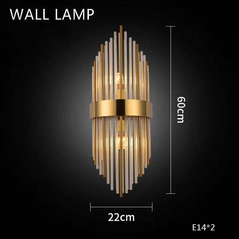 Decorbites™ Lámpara de Araña de Techo de Cristal Dorado LED para Decoración de Hogar de Lujo