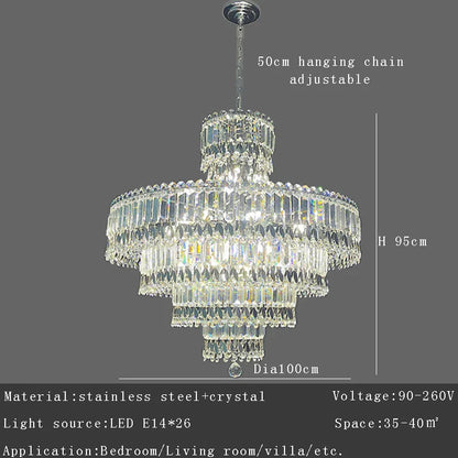 DecorBites™ Large Crystal Chandelier Chrome Hanging Lamp for Dining Room Decor