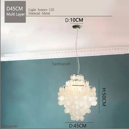 DecorBites™ Gold Chrome Metal Shell Chandelier for Restaurant Living Room Hotel Hall