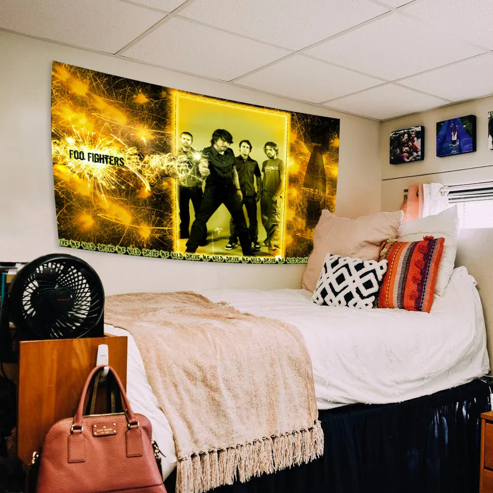 Decobites Rock Band Tapestry: Heavy Metal Pop Foos Fighters Print for Stylish Home Decor