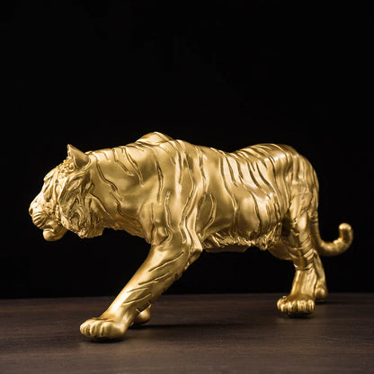 DecorBites™ Golden Tiger Resin Figurines for Home & Office Decor Miniature Ornaments & Collectibles