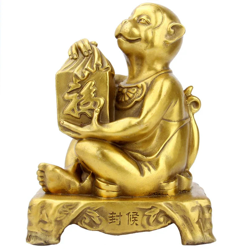 DecorBites™ Brass Copper Monkey Cornucopia: Lucky Wealth Feng Shui Home Decoration