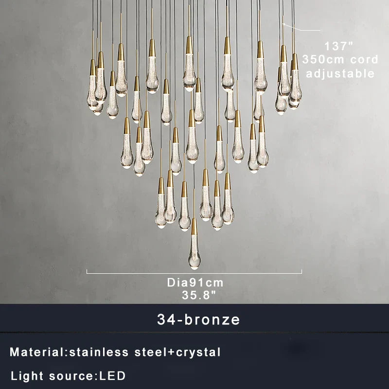 DecorBites™ Brass Crystal Ceiling Pendant Light Luxury Large Home Decor Fixture