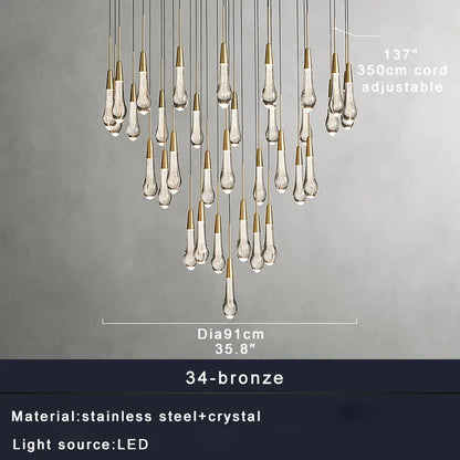 DecorBites™ Crystal Water-drop Ceiling Chandelier: Elegant Dining Table Lighting Fixture