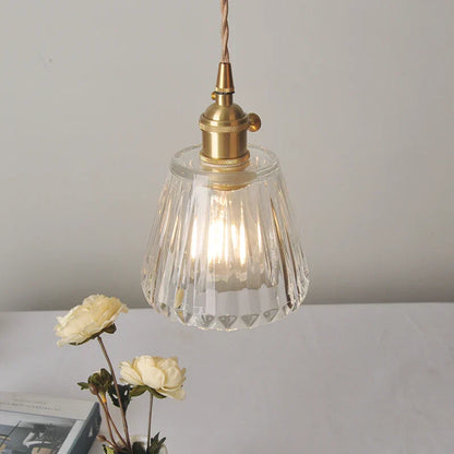 DecorBites™ Clear Glass LED Pendant Light Fixture Modern Copper Knob Switch Hang Lamp