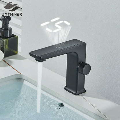 DecorBites™ LCD Digital Basin Faucet Brass Mixer Tap Hot Cold Deck Mounted Display