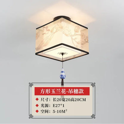 Lámpara de techo tipo araña china DecorBites™ Lotus, sencilla, para pasillo, con iluminación LED.