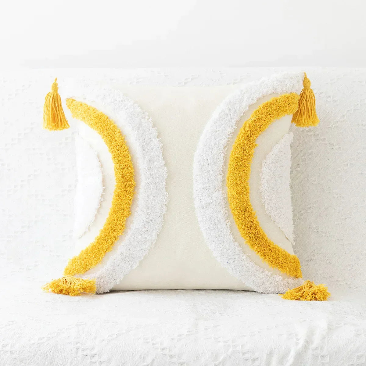 DecorBites™ Boho Geometric Tufted Cushion Cover Cotton Canvas Pillow Covers