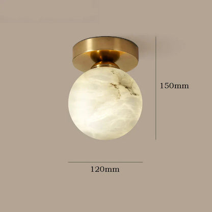 DecorBites™ Golden Brass LED Marble Ball Ceiling Lamp for Restroom, Bedroom, Balcony, Aisle