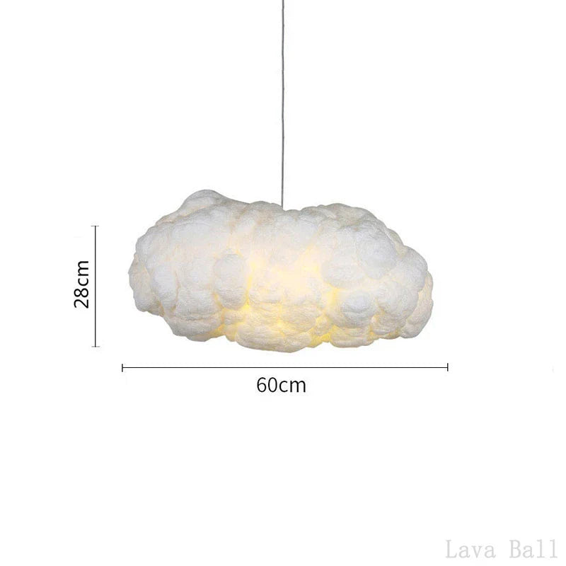 DecorBites™ Cloud Chandelier: Silk Cotton LED Suspension Nursery School Hanging Lamp