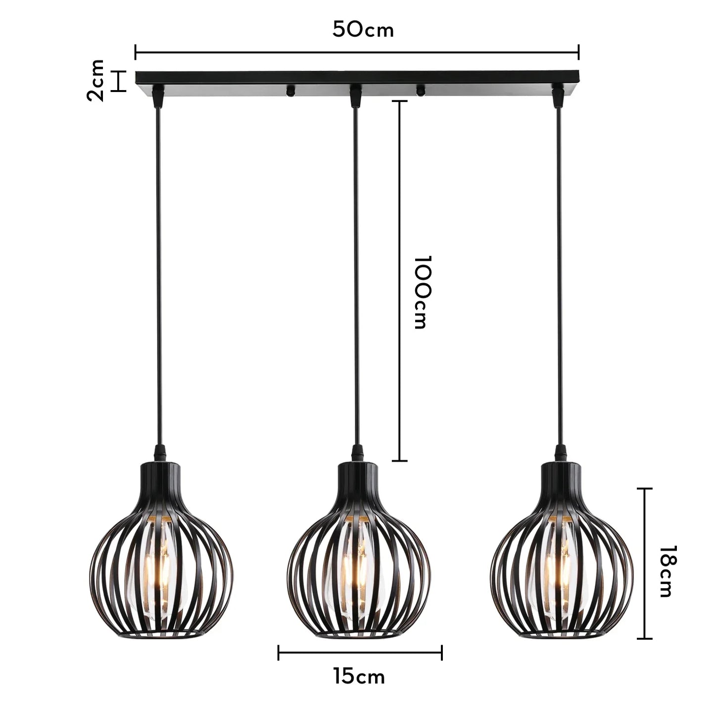DecorBites™ Industrial Wood Pendant Chandelier for Dinning Living Room Kitchen LED Fixture