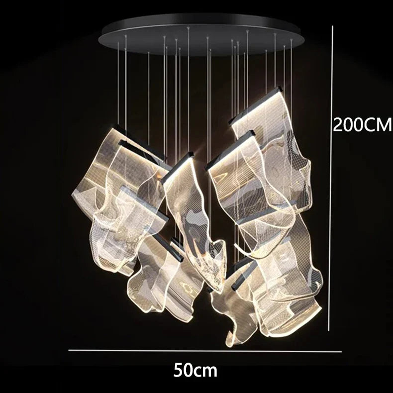 Lámpara de araña de cristal DecorBites™ para escalera, iluminación moderna para sala de estar, lámparas colgantes de interior.