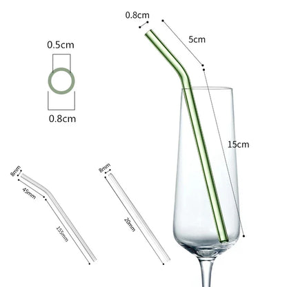 DecorBites™ Glass Straw Set for Smoothies Cocktails Bar - Reusable, High Borosilicate Straw