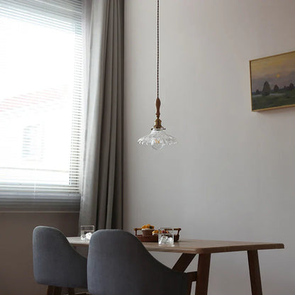 DecorBites™ Glass LED Pendant Lamp with Wood Handle - Modern Nordic Hanging Light