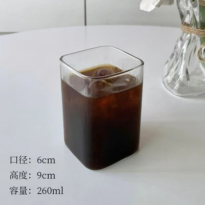 DecorBites™ 500ml Square Glass Juice Cup - Transparent & Heat-Resistant