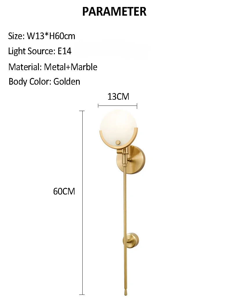 DecorBites™ Gold Marble Wall Lights: Modern LED Sconce for Living Room Bedroom Decor