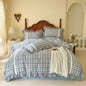 Decobites Plaid French Pastoral Cotton Bedding Set Full Queen King Size