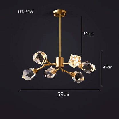 DecorBites™ Diamond Crystal Brass LED Pendant Light Gold Luxury Hanglamp