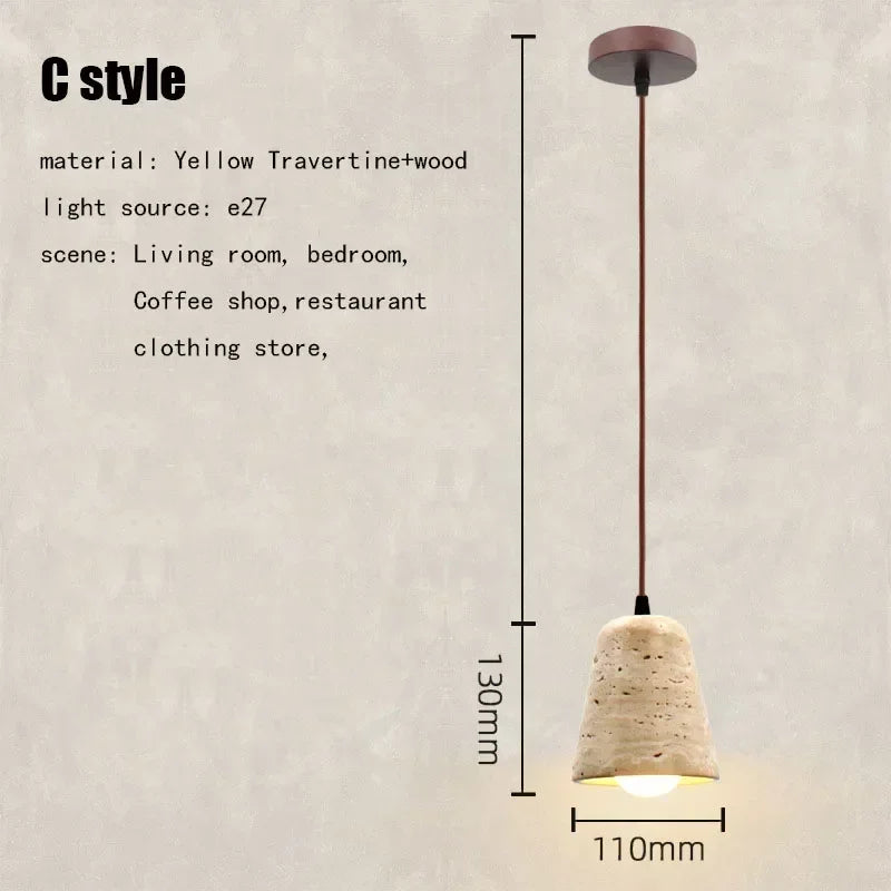 DecorBites™ Elegant Wabi Sabi Travertine Pendant Lamp for Dining Desk & Kitchen Island