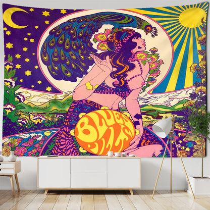 ديكور بايتس™ - نسيج نسائي كاواي، رسم توضيحي لفتاة أنمي، فن جمالي، ديكور سكن جامعي هيبي